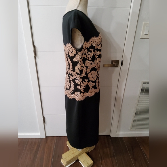 Tadashi Shoji Neoprene and Paillette Lace Dress Size 12 - Picture 6 of 12